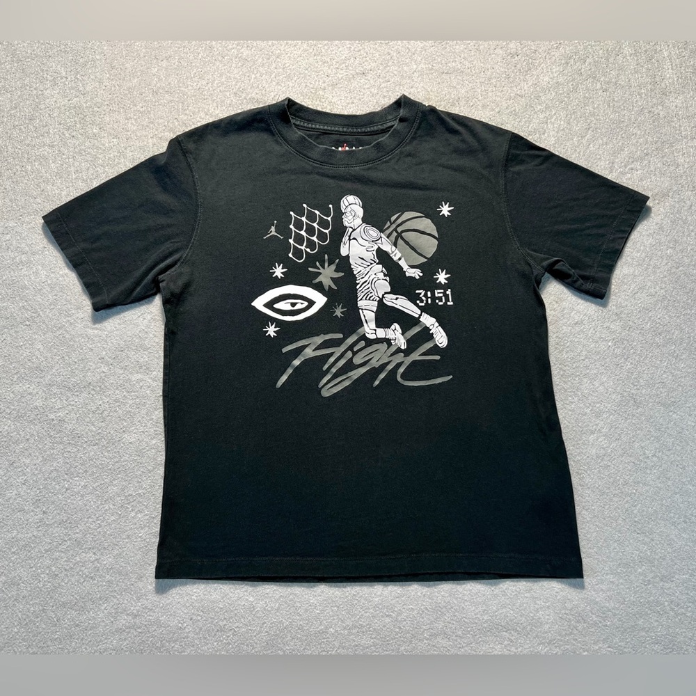 Nike Air Jordan Flight GFX GF Tee Women’s XS Black Loose Fit T-Shirt